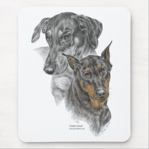 Portrait of Two Dobermans Mouse Pad