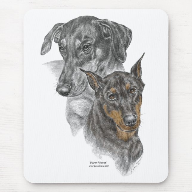 Portrait of Two Dobermans Mouse Pad (Front)