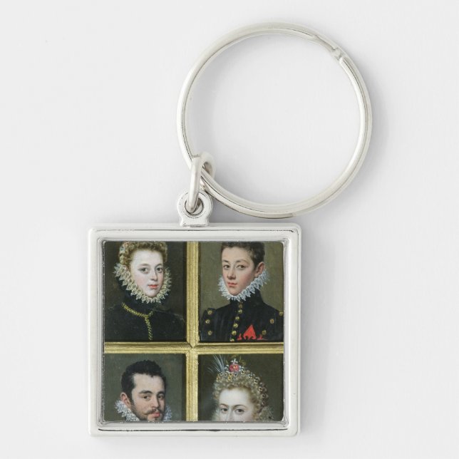 Portrait of Two Men and Two Women Key Ring (Front)
