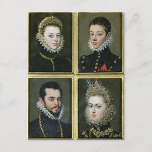 Portrait of Two Men and Two Women Postcard