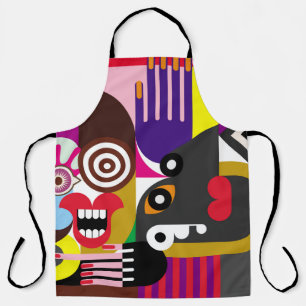 Portrait of two women - color illustration. Woman  Apron