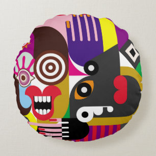 Portrait of two women - color illustration. Woman Round Cushion