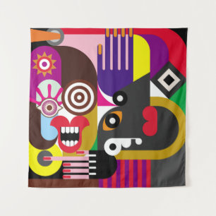 Portrait of two women - color illustration. Woman Tapestry