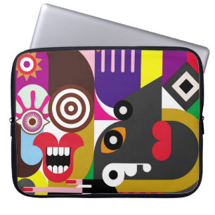 Portrait of two women - colour illustration. Woman Laptop Sleeve