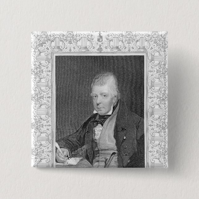 Portrait of Walter Scott 15 Cm Square Badge (Front)