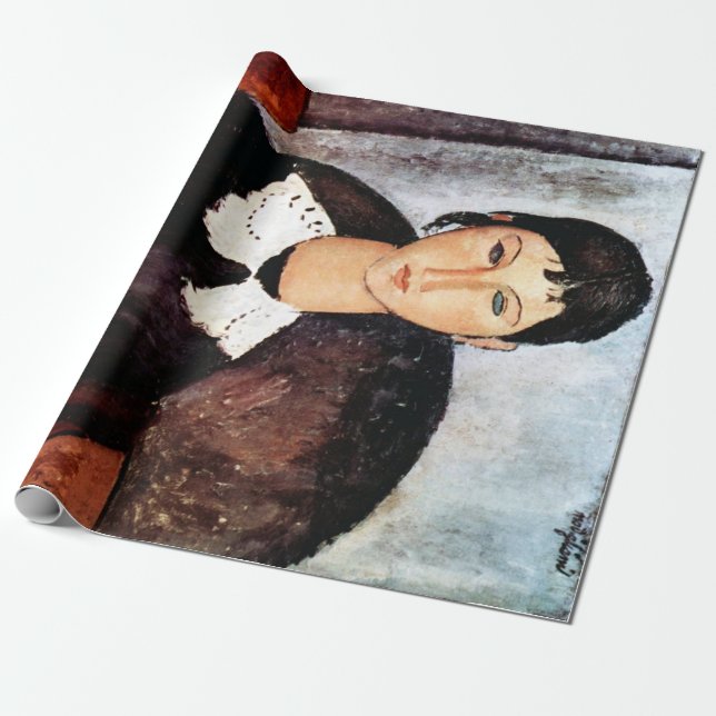 Portrait of White Collar, Modigliani Wrapping Paper (Unrolled)