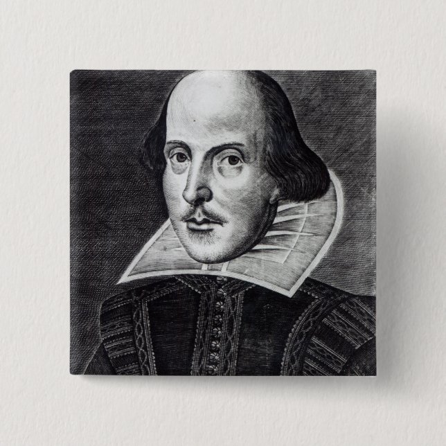 Portrait of William Shakespeare 15 Cm Square Badge (Front)