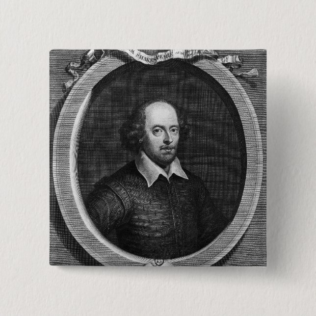Portrait of William Shakespeare  1719 15 Cm Square Badge (Front)
