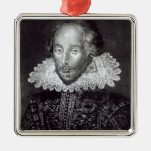 Portrait of William Shakespeare Metal Tree Decoration