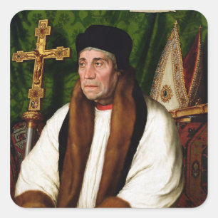 Portrait of William Warham Square Sticker