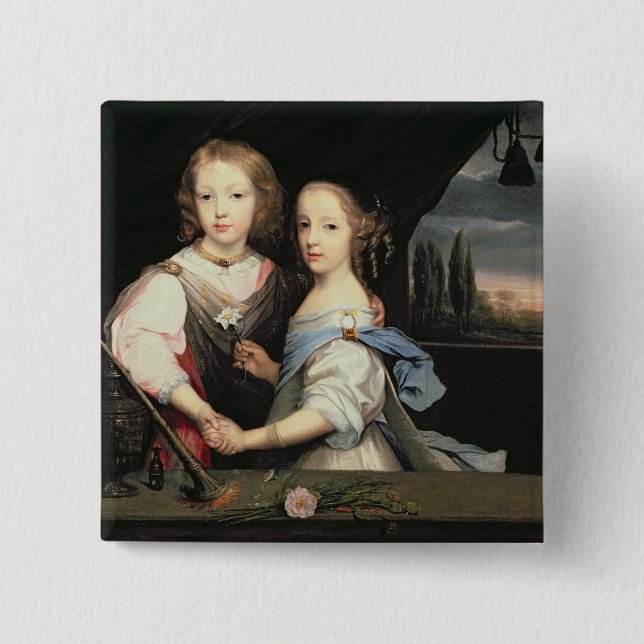 Portrait of Winston and Arabella (1648-1730) Churc 15 Cm Square Badge (Front)