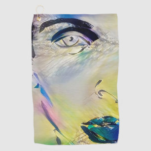 Portrait of woman golf towel