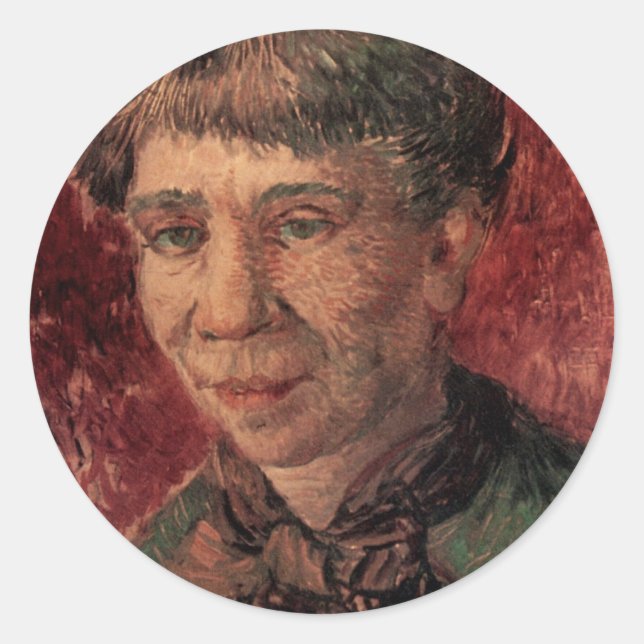 Portrait of Woman Madame Tanguy, Vincent van Gogh Classic Round Sticker (Front)