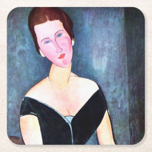 Portrait of Woman, Modigliani Square Paper Coaster