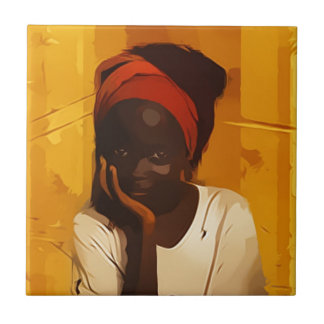 Portrait of Young african girl Ceramic Tile