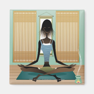 Portrait of young woman doing yoga magnet
