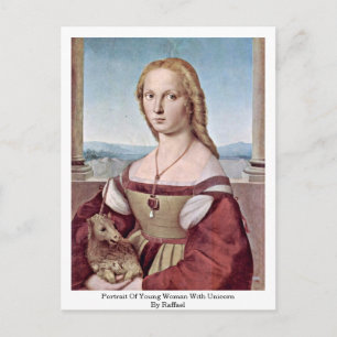 Portrait Of Young Woman With Unicorn By Raffael Postcard