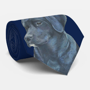 portrait painting of black labrador dog tie