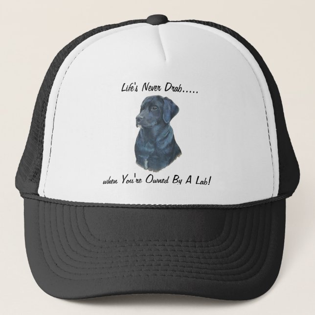 portrait painting of black labrador dog trucker hat (Front)
