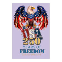 Portrait Patriotic Eagle USA Poster Purple Version