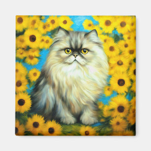 Portrait Petals Persian Cat Magnet