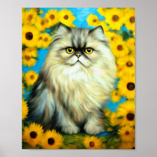 Portrait Petals Persian Cat Poster