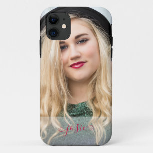 Portrait Photo and Name in Elegant Script Custom C iPhone 11 Case