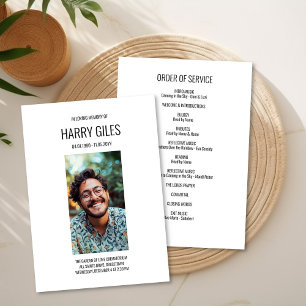 Portrait Photo Funeral Order of Service Card