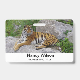 Portrait photo of a Siberian tiger ID Badge