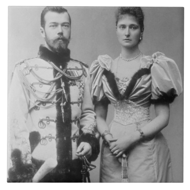 Portrait photograph of Tsar Nicholas II (1868-1918 Ceramic Tile (Front)