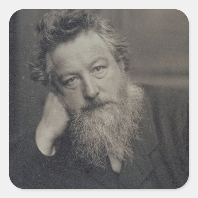 Portrait photograph of William Morris (1834-96) by Square Sticker (Front)