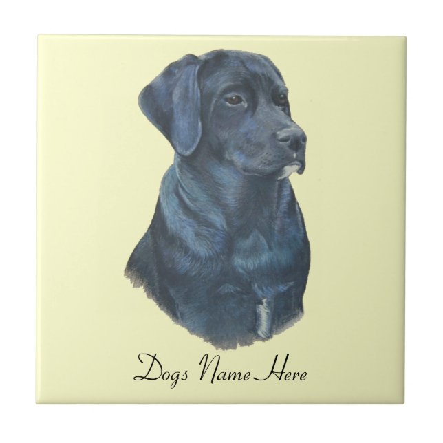 portrait picture of black labrador dog ceramic tile (Front)