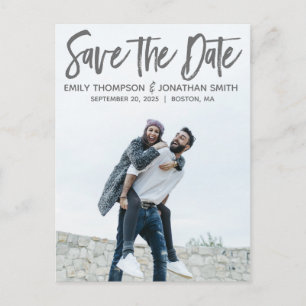 Portrait Picture Wedding Save The Date Postcard
