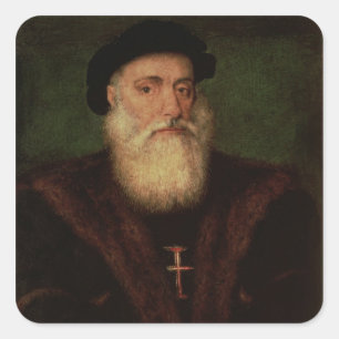 Portrait presumed to be of Vasco da Gama  c.1524 Square Sticker
