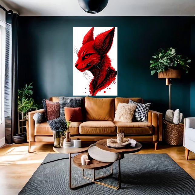 Portrait red cat head | AI Art Poster (Creator Uploaded)