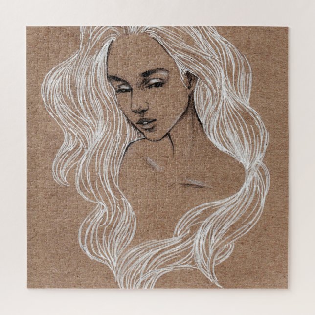 Portrait Sketch: Young Girl Illustration Jigsaw Puzzle (Vertical)