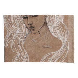 Portrait Sketch: Young Girl Illustration Pillowcase