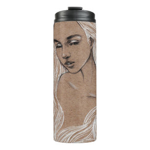 Portrait Sketch: Young Girl Illustration Thermal Tumbler
