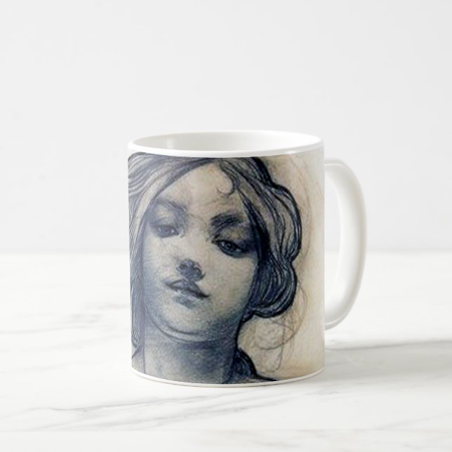 Portrait (Study), Alphonse Mucha Coffee Mug (Front Right)