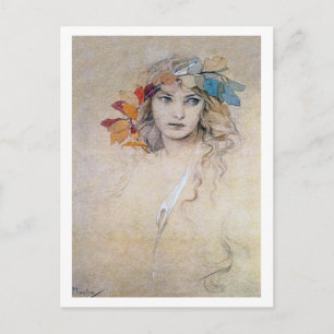 Portrait (Study), Alphonse Mucha Postcard