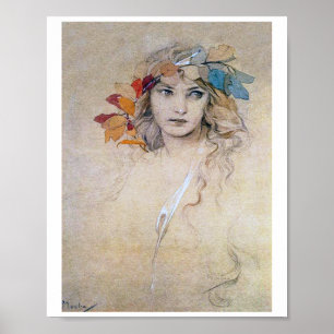 Portrait (Study), Alphonse Mucha Poster