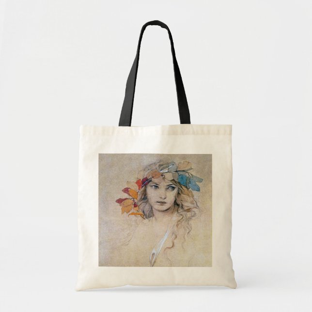 Portrait (Study), Alphonse Mucha Tote Bag (Front)