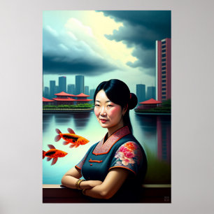 Portrait With Carp - Canvas Art Print