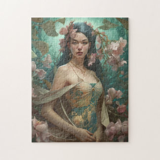 Portrait Woman in Art Nouveau Jigsaw Puzzle