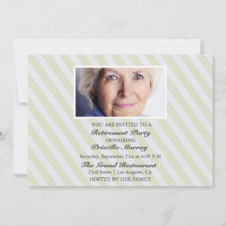 Portrait Yellow Stripes Retirement Party Invitation