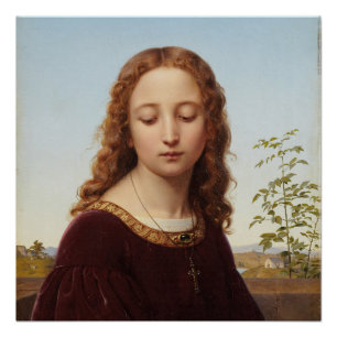 Portrait Young Woman Ernst Deger painting art canv Poster