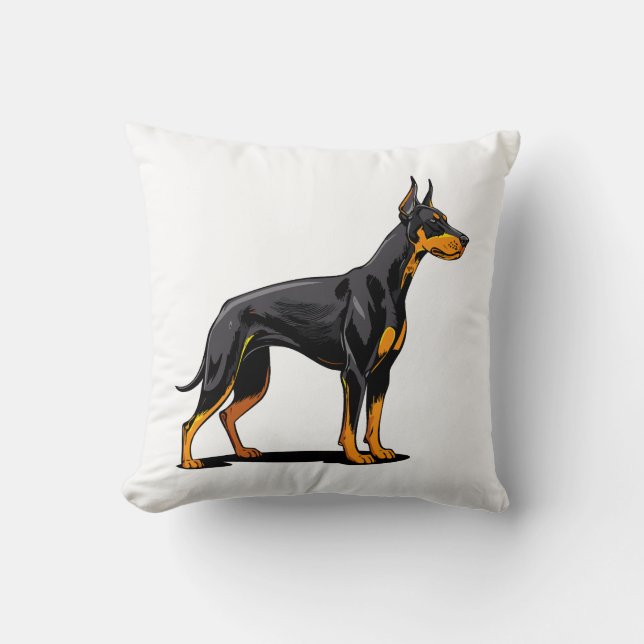 Portraits of a head Doberman dog front view Cushion (Front)