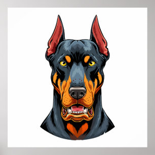 Portraits of a head Doberman dog front view Poster