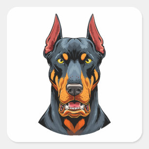 Portraits of a head Doberman dog front view Square Sticker