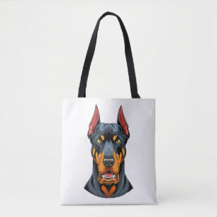 Portraits of a head Doberman dog front view Tote Bag